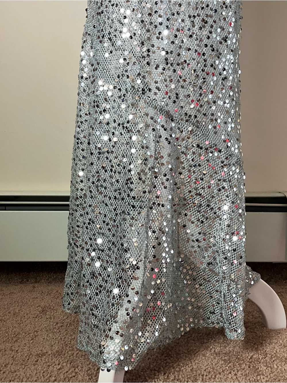 Babyboo Lorena Silver Lined Sequin Net Maxi Dress size Small - Picture 7 of 11